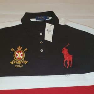 Polo Big Pony shirt- Black/red custom fitted shirt